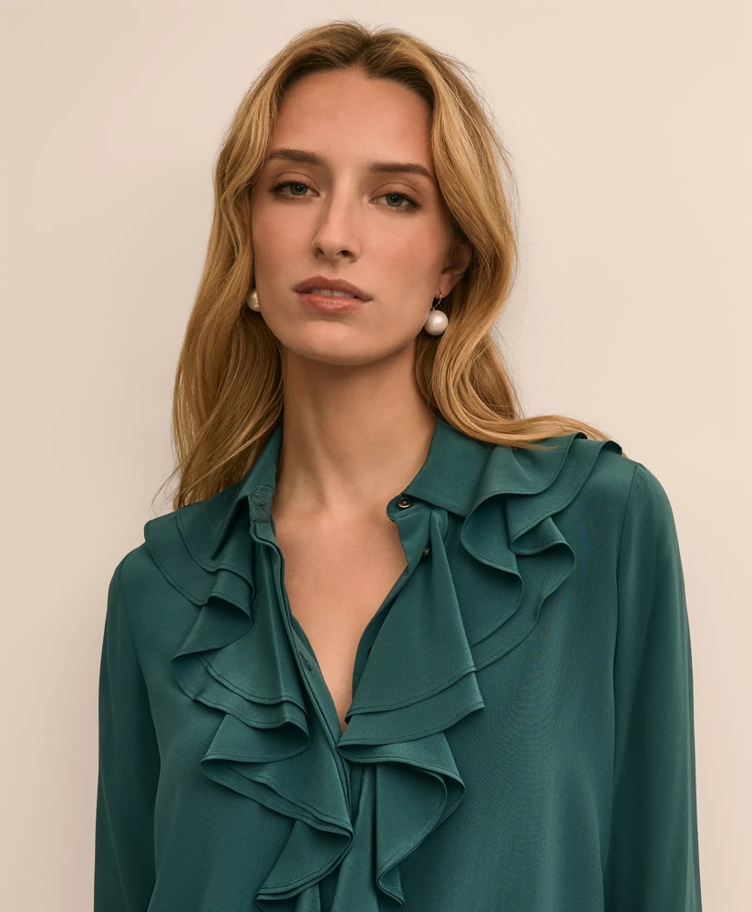 Silk Ruffle-Front Blouse, image 3