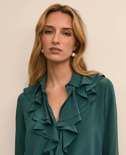 Silk Ruffle-Front Blouse, image 3