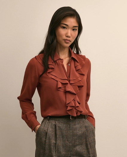 Silk Ruffle-Front Blouse, image 1