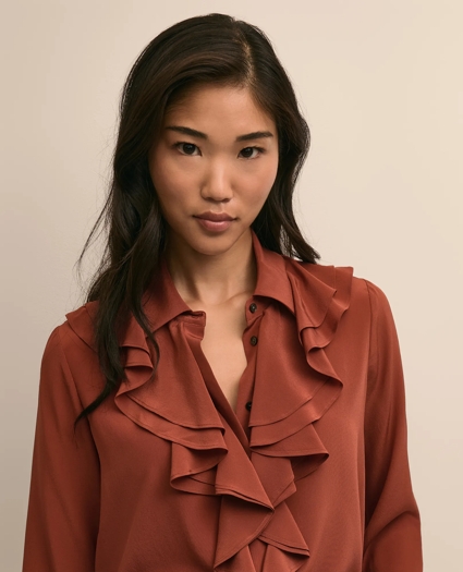 Silk Ruffle-Front Blouse, image 3