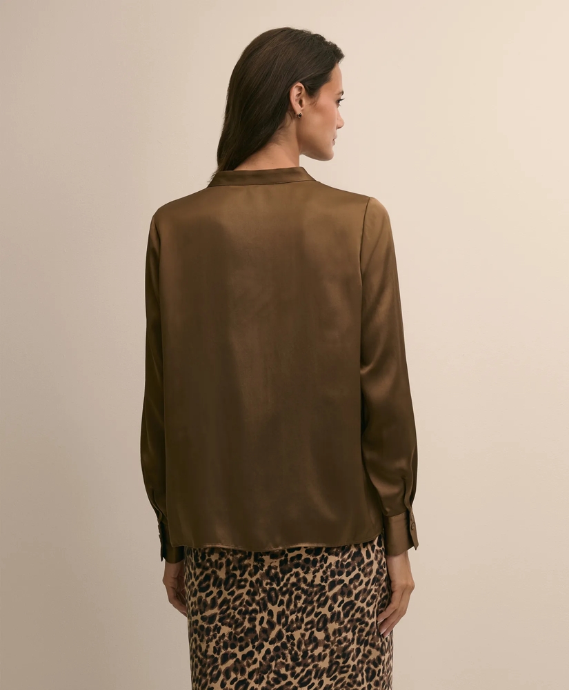 Silk Charmeuse Open V-Neck Blouse, image 4