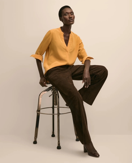 Silk Open V-Neck Blouse, image 2
