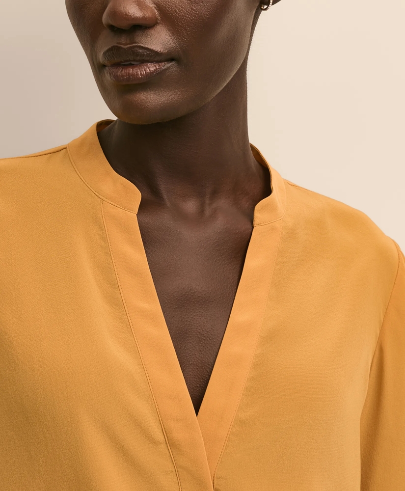 Silk Open V-Neck Blouse, image 3