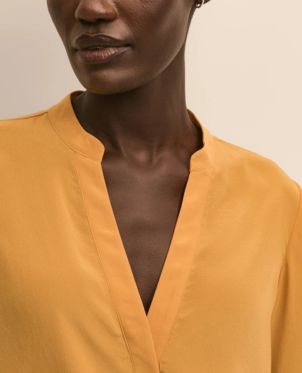 Silk Open V-Neck Blouse, image 3