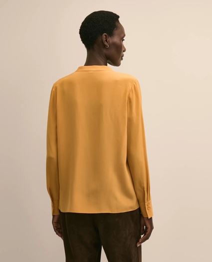 Silk Open V-Neck Blouse, image 4