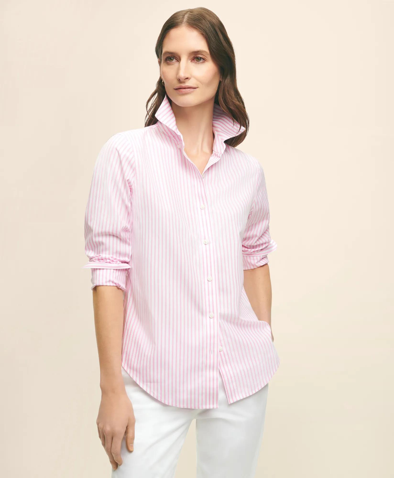 Classic Fit Stretch Supima&reg; Cotton Non-Iron Bengal Stripe Dress Shirt, image 1