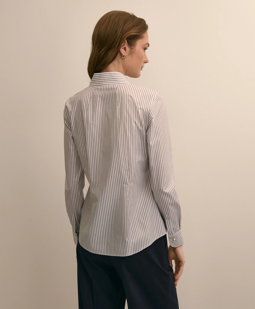 Non-Iron Stretch Cotton Striped Mock-Neck Shirt, image 4