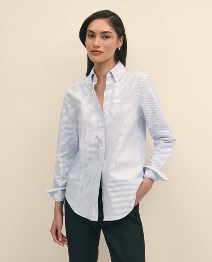 Classic Fit Cotton Oxford Stripe Shirt, image 1