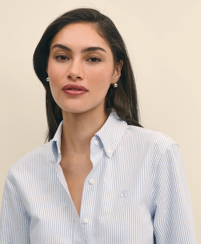 Classic Fit Cotton Oxford Stripe Shirt, image 3