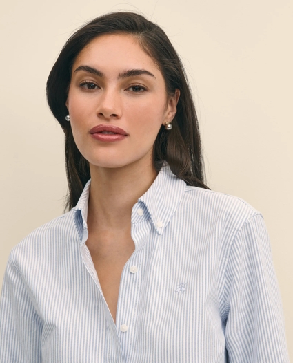 Classic Fit Cotton Oxford Stripe Shirt, image 3
