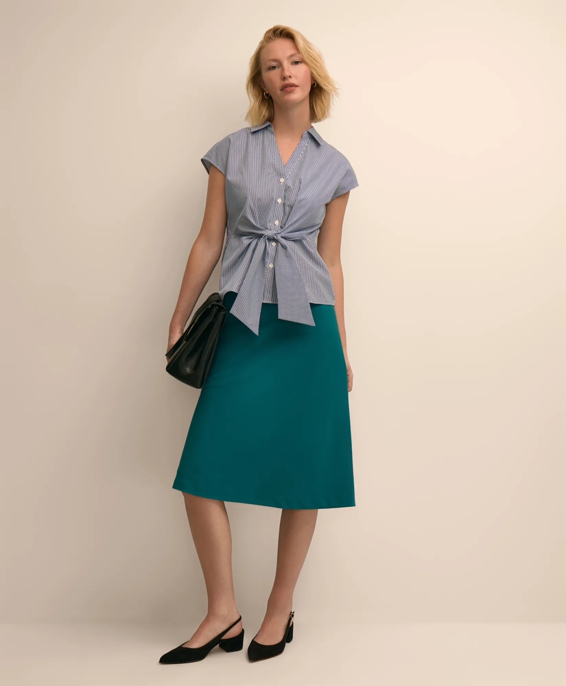 Supima&reg; Cotton Open Point-Collar Belted Shirt, image 2