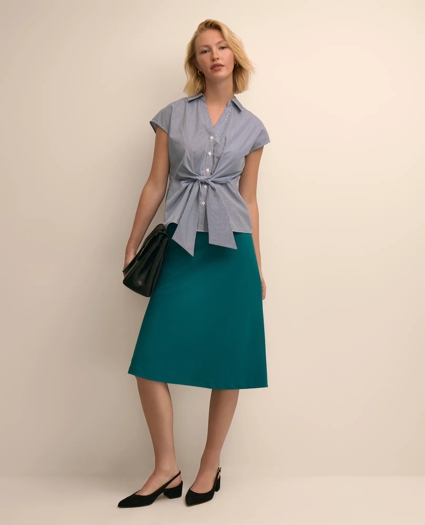 Supima&reg; Cotton Open Point-Collar Belted Shirt, image 2