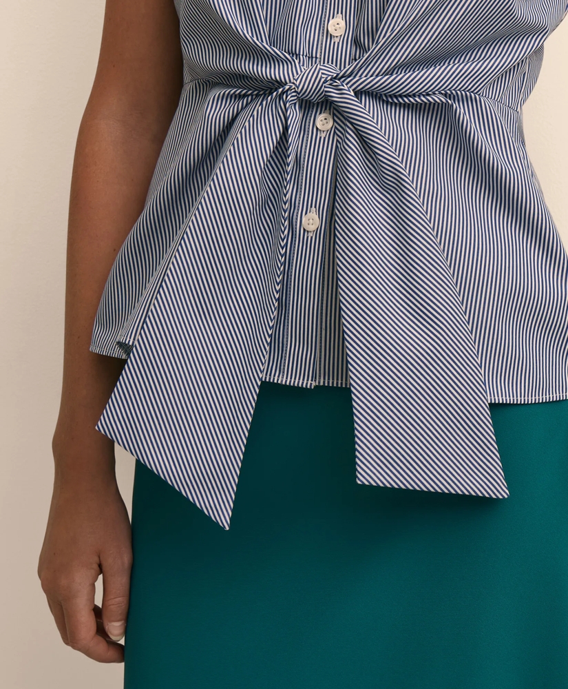 Supima&reg; Cotton Open Point-Collar Belted Shirt, image 3