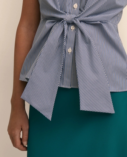 Supima&reg; Cotton Open Point-Collar Belted Shirt, image 3