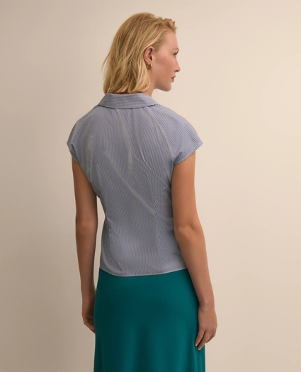 Supima&reg; Cotton Open Point-Collar Belted Shirt, image 4