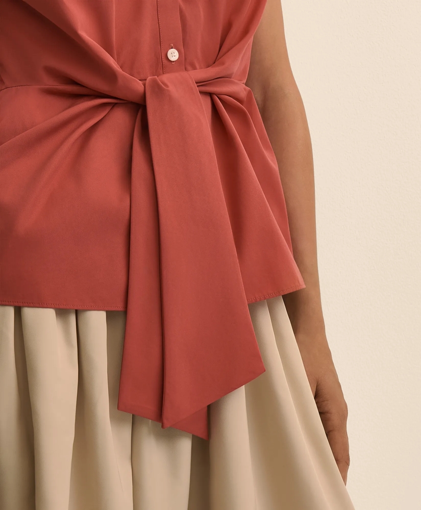 Supima&reg; Cotton Open Point-Collar Belted Shirt, image 4