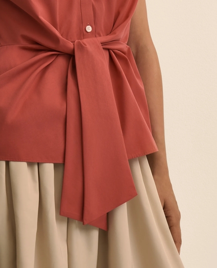 Supima&reg; Cotton Open Point-Collar Belted Shirt, image 4