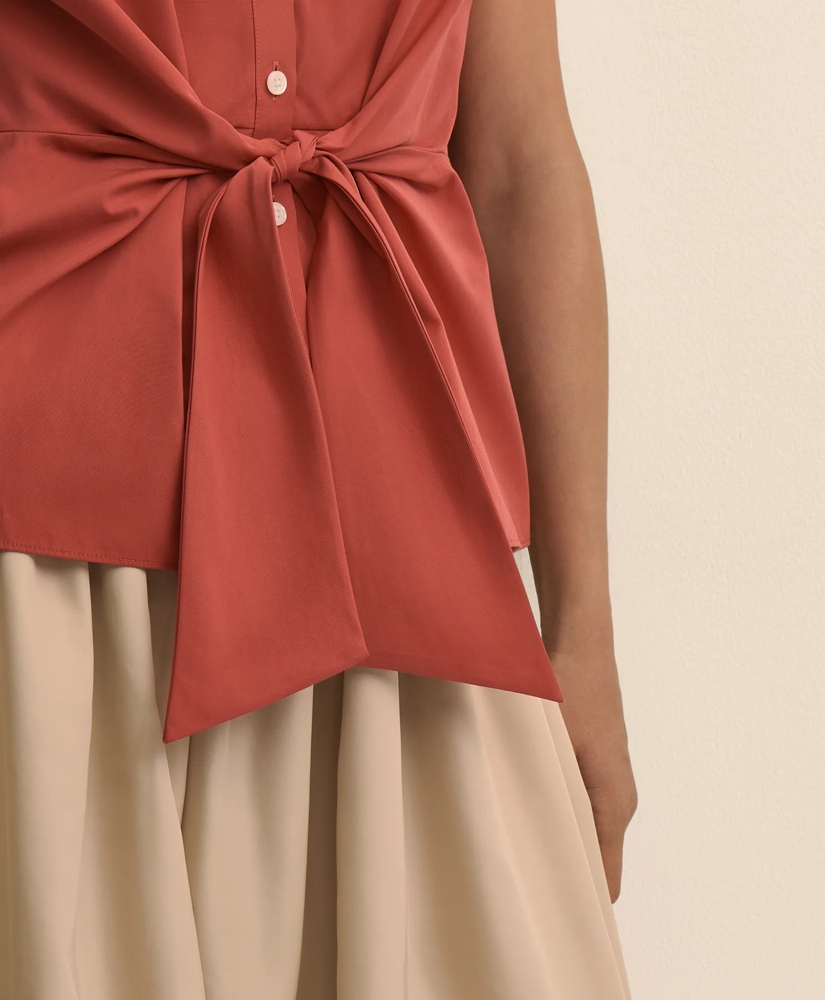 Supima&reg; Cotton Open Point-Collar Belted Shirt, image 5