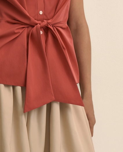 Supima&reg; Cotton Open Point-Collar Belted Shirt, image 5