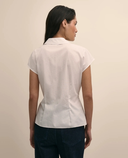 Cotton Dobby Open Point-Collar Belted Shirt, image 4