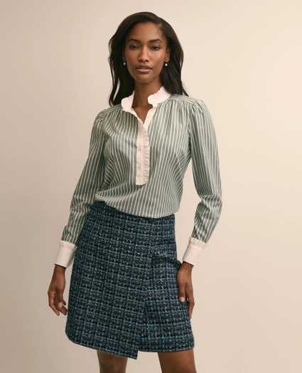 Cotton Dobby Ruffle-Detail Popover Shirt, image 1