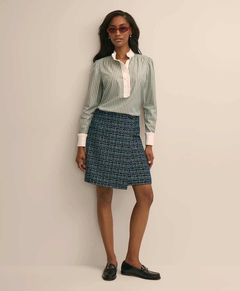 Cotton Dobby Ruffle-Detail Popover Shirt, image 2