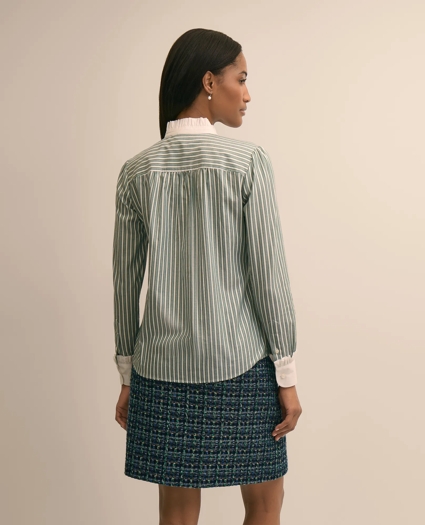 Cotton Dobby Ruffle-Detail Popover Shirt, image 4