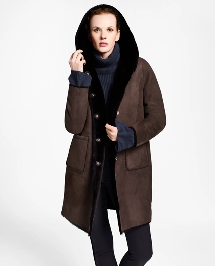 Shearling Hooded Coat, image 1