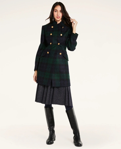 Wool-Mohair Blend Black Watch Coat, image 2