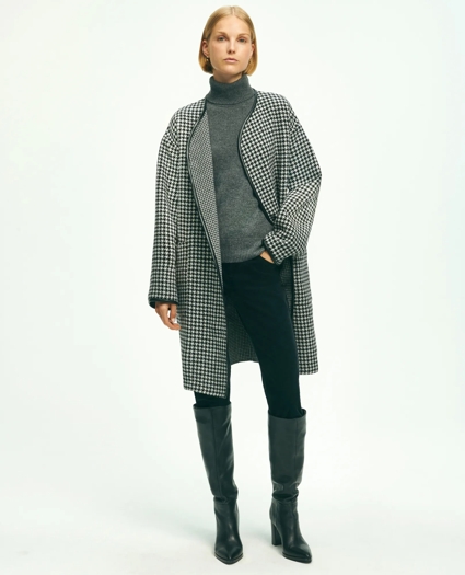 Reversible Wool Houndstooth Open Front Coat, image 2