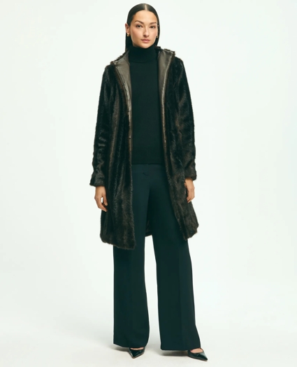Faux Fur Belted Mock Neck Coat, image 5