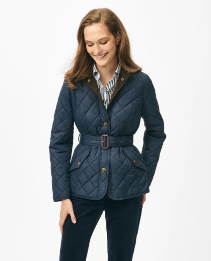 Belted Military-Inspired Quilted Jacket in Nylon, image 1