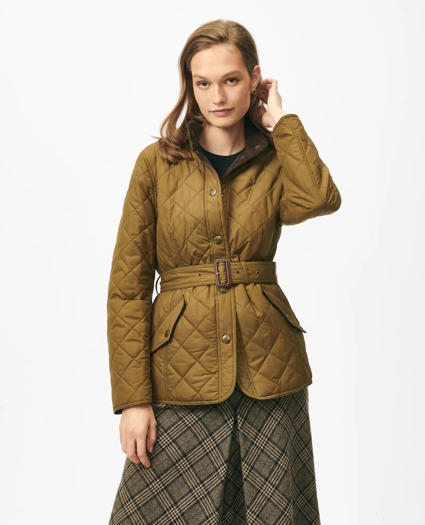 Belted Military-Inspired Quilted Jacket in Nylon, image 4