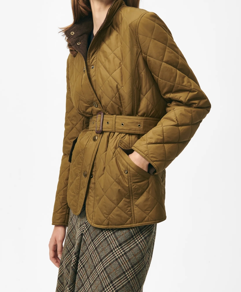 Belted Military-Inspired Quilted Jacket in Nylon, image 5