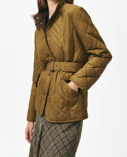 Belted Military-Inspired Quilted Jacket in Nylon, image 5