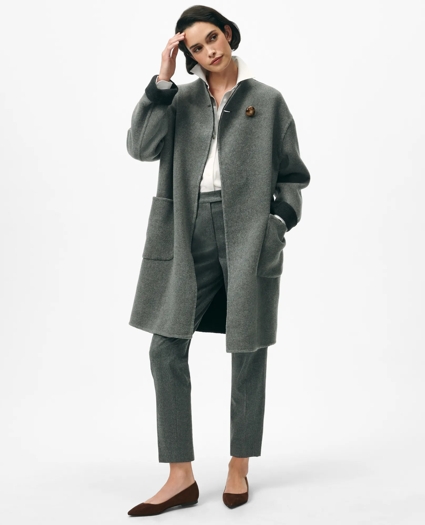 Reversible Single-Button Coat in Wool Blend, image 2