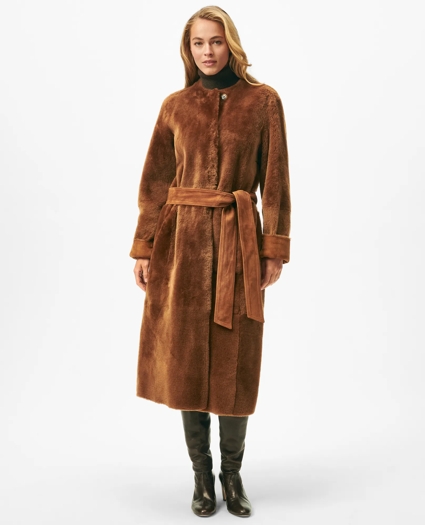 Reversible Belted Shearling Coat, image 1