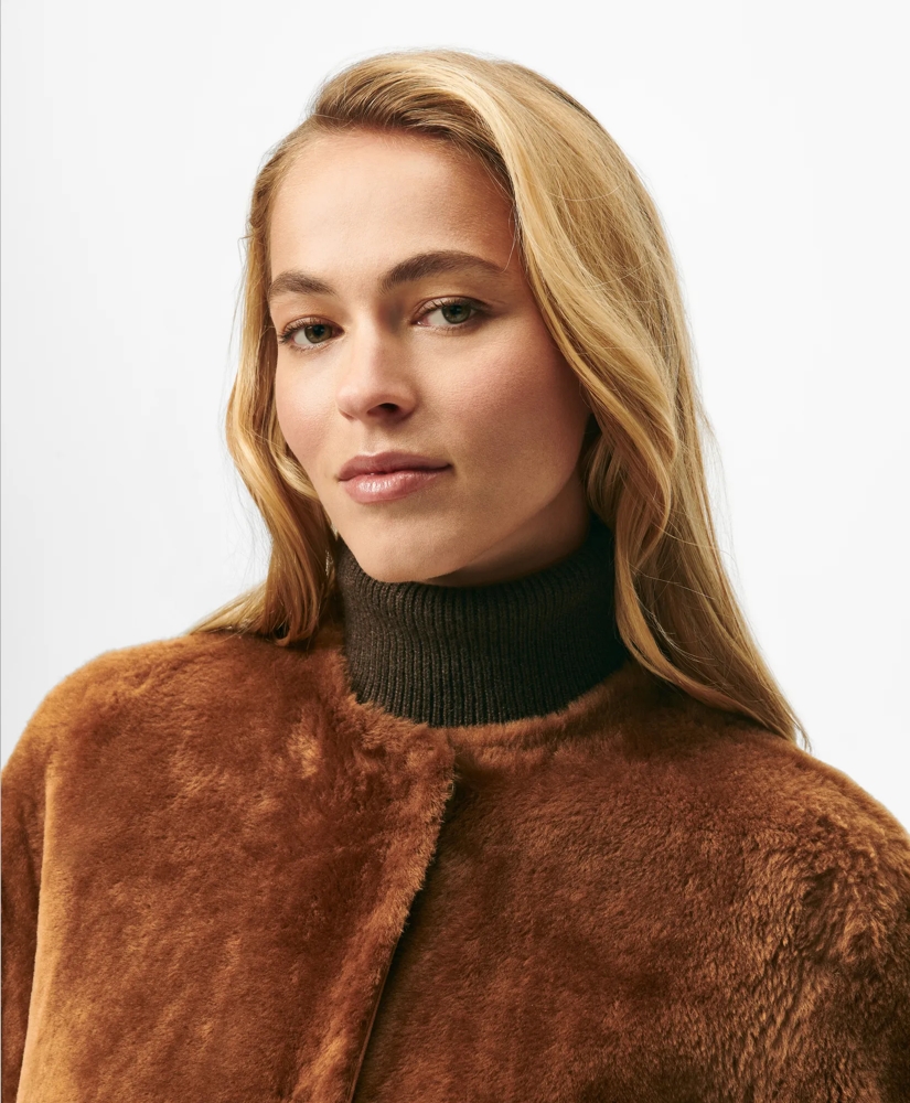 Reversible Belted Shearling Coat, image 4