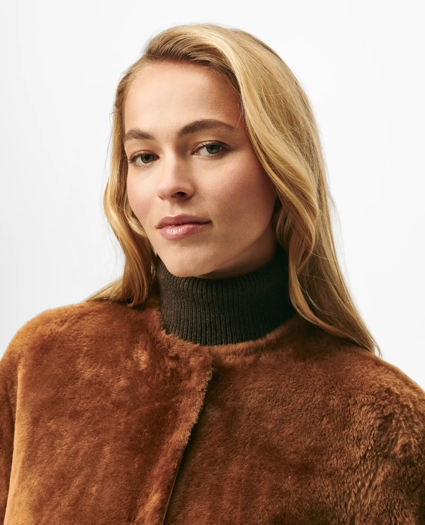 Reversible Belted Shearling Coat, image 4