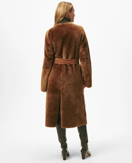 Reversible Belted Shearling Coat, image 5