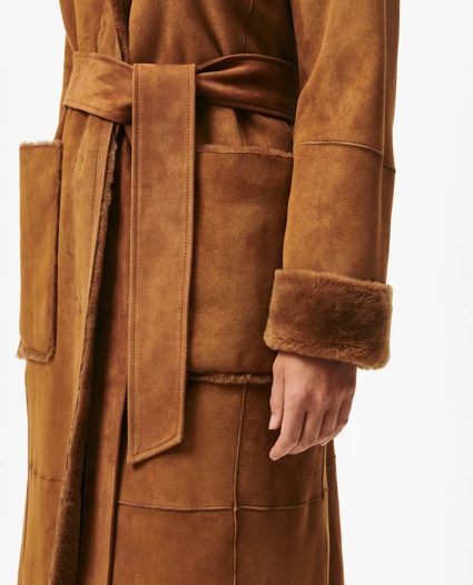 Reversible Belted Shearling Coat, image 6