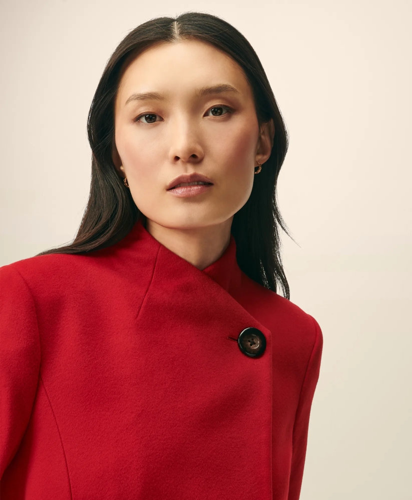 Wrap Coat in Water-Repellent Brushed-Twill Wool, image 4