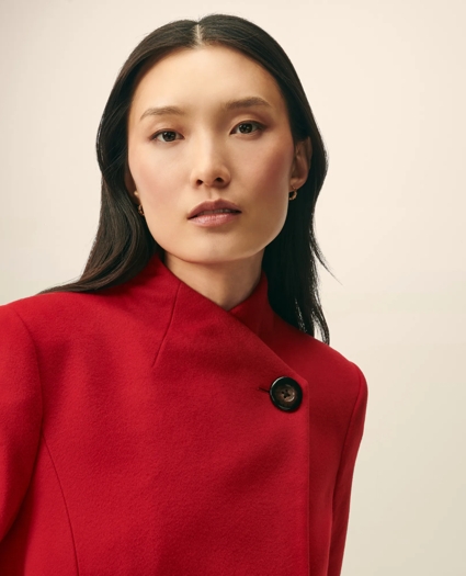 Wrap Coat in Water-Repellent Brushed-Twill Wool, image 4