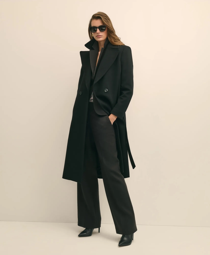 Notch Collar Coat Water-Repellent Brushed-Twill Wool