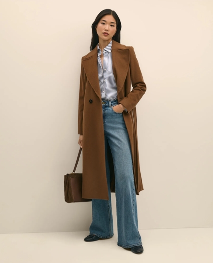 Notch Collar Coat in Water-Repellent Brushed-Twill Wool, image 1