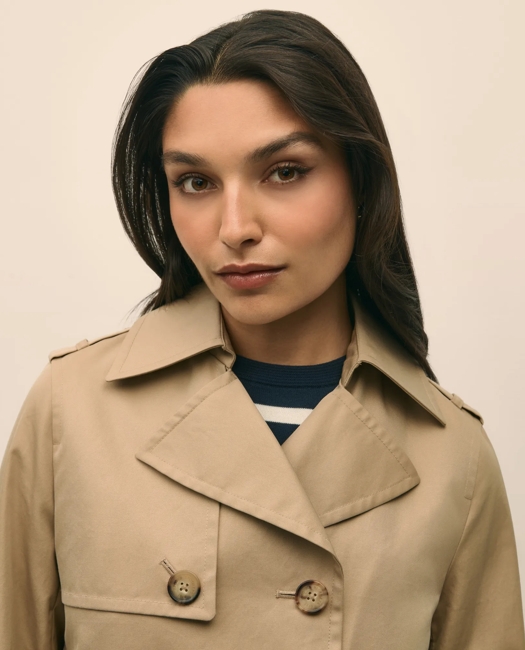 Supima® Cotton Water Repellent Cropped Trench Coat