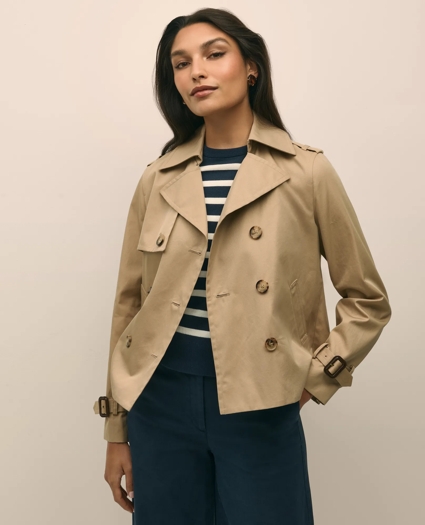 Supima® Cotton Water Repellent Cropped Trench Coat, image 5