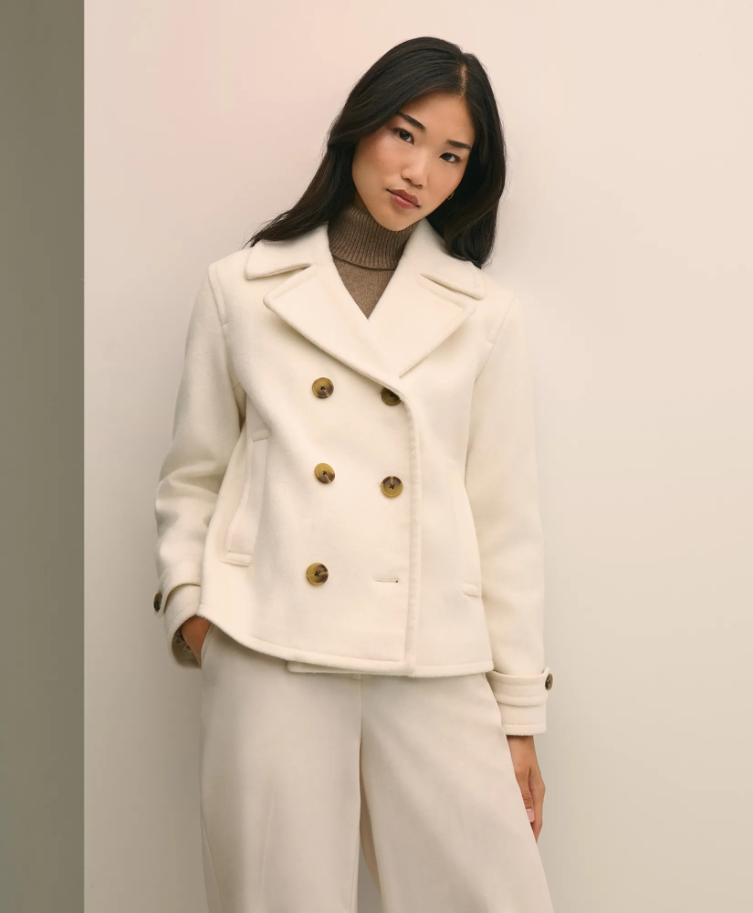 Wool Double-Faced Cropped Peacoat, image 3