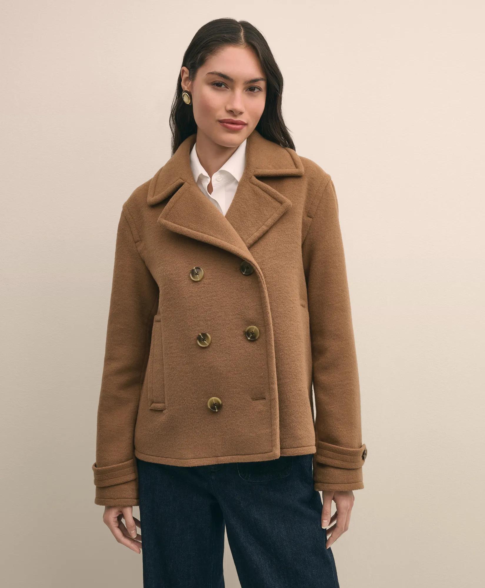 Wool Double-Faced Cropped Peacoat primary