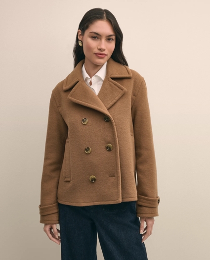Wool Double-Faced Cropped Peacoat, image 1